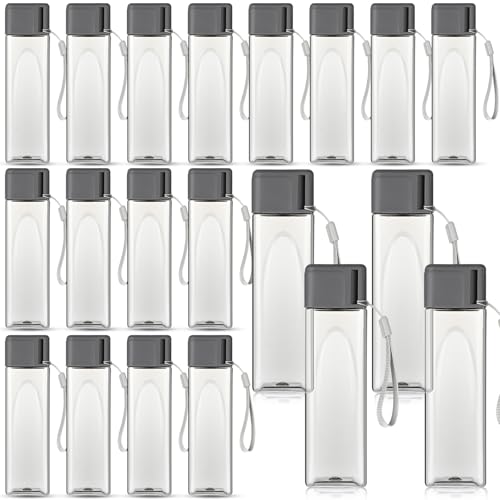 Mifoci 20 Pack 17 oz Plastic Water Bottles, Grey, Rectangle - color: Grey