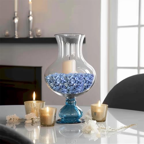 HappyFiller 23 OZ Crushed Shell Chips Broken Pieces,Resin Art Crafts Beach Theme Vase Bowl Filler,Succulent Plants Soil Cover,Candle Holder,Aquarium Pebble,Tabletop Fountain,Wedding Centerpiece,Blue - color: Blue