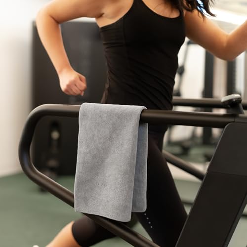 S&T INC. Microfiber Gym Towels, 6 Pack, 16" x 27" - color: Grey