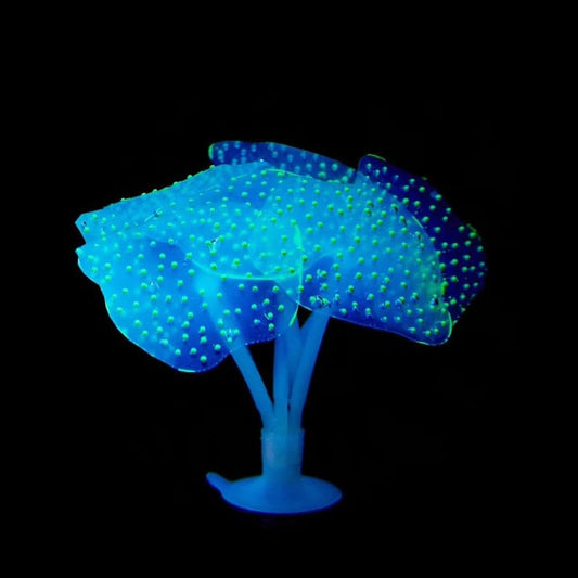 Silicone Artificial Coral Glowing Jellyfish Aquarium Decor Simulation Water Plant Anemone Fish Tank Landscape Ornament (Green) - color: Green
