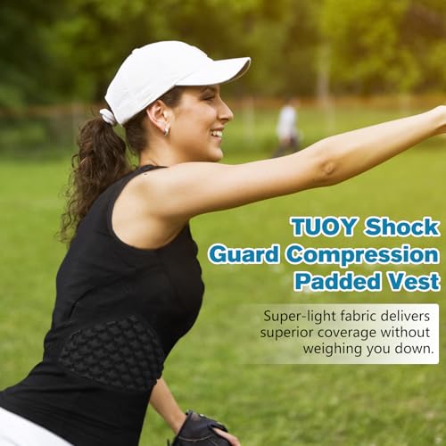 Men's Football Rib Protector Vest Heart Sternum Chest Shoulder Guard Padded Shirt for Aldult Rugby Softball - size: Medium