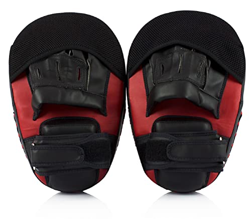 Fairtex FMV13 Maximized Focus Mitts, Muay Thai Kickboxing MMA Punching Pads - color: Red/Black
