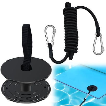 Wenfan Floating Water Mat Tether Kit Lily Pad Tether Floating Mat Straps Tether and Grommet Kit Foam Water Pad Tether and 118 Inch Bungee Cord for All Foam Water Pads