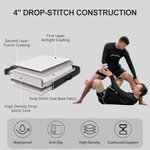 COOLWAVE Inflatable Wrestling Mat, Jiu Jitsu BJJ Mat for Home Training - color: Light Gray+Black, size: 13FT