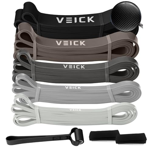 VEICK Pull Up Assist Resistance Bands for Home Gym - color: Gray Set of 5 + Hand Grip Pads