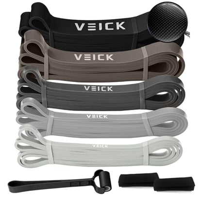 VEICK Pull Up Assist Resistance Bands for Home Gym - color: Gray Set of 5 + Hand Grip Pads