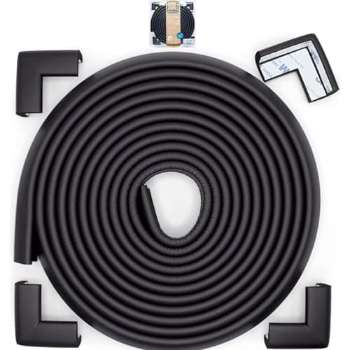 Roving Cove Slimfit Corner Edge Protector for Baby Proofing (Small 15ft Edge 4 Corners), Furniture Safety Bumper Guard, Soft NBR Rubber Foam, 3M Adhesive, Onyx Black