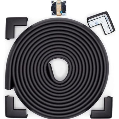 Roving Cove Slimfit Corner Edge Protector for Baby Proofing (Small 15ft Edge 4 Corners), Furniture Safety Bumper Guard, Soft NBR Rubber Foam, 3M Adhesive, Onyx Black