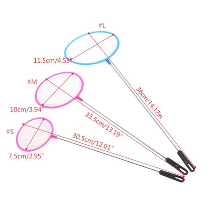 Round Aquarium Shrimp Net, Fine Mesh Polymer Handle, Portable Fish Catcher for Small Tanks and Commercial Use, 3 Sizes