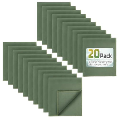20 Pack 12"x10" Microfiber Sweat Absorbing Handkerchiefs for Men, Quick-Dry Sweat Rags Towels for Face, Neck, Gym - color: 20green