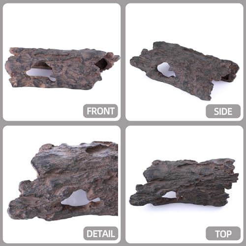 Natural Reptile Hide Basking Platform, Hideout Decor for Aquarium, Fish Tank, Bearded Dragon, Gecko, Shrimp, Betta (Moss Tree Cave, Medium)