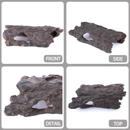 Natural Reptile Hide Basking Platform, Hideout Decor for Aquarium, Fish Tank, Bearded Dragon, Gecko, Shrimp, Betta (Moss Tree Cave, Medium)