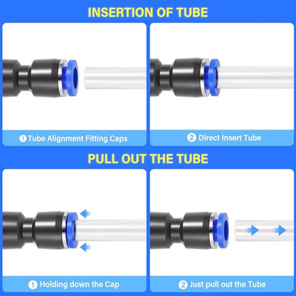 TAILONZ PNEUMATIC Straight Push Connectors Plastic Quick Release Connectors Air Line Fittings for 6 8 10 12 14 Tube (50 pcs)