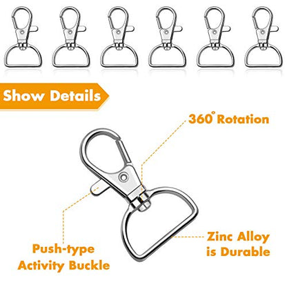 PAXCOO Purse Hardware, 50pcs Swivel Hook with D Rings for Purses, Keychain, Lanyard and Handbags (3/4 Inches) - color: Silver, size: 3/4 Inch