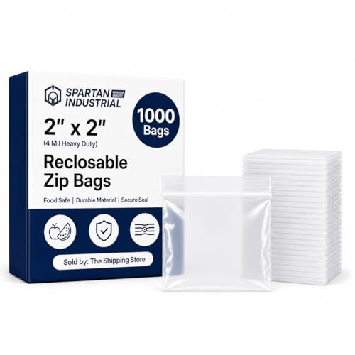 Spartan Industrial - 2" X 2" Heavy-Duty Small Zip Bags (1000 Count) - 4 Mil Plastic Bags for Small Parts, Crafts, Hardware - size: 2" X 2"