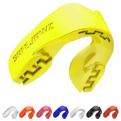 SAFEJAWZ Mouth Guard, Slim Fit Mouthguard for Adult & Youth with Case - color: Yellow, size: Adult (12+ Years)