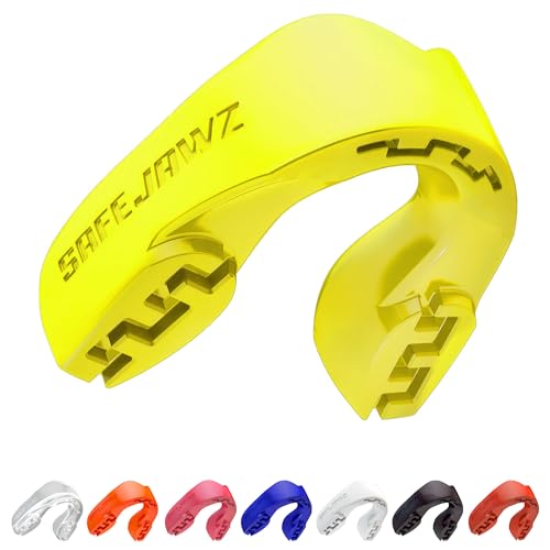 SAFEJAWZ Mouth Guard, Slim Fit Mouthguard for Adult & Youth with Case - color: Yellow, size: Adult (12+ Years)