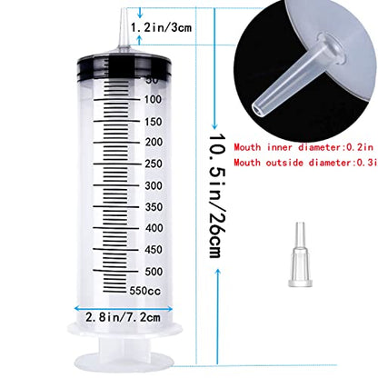 500ml Large Plastic Syringe with Measurement for Scientific Labs, Watering Plants, Liquids Dispensing and Refilling, Individually Sealed Wrapped
