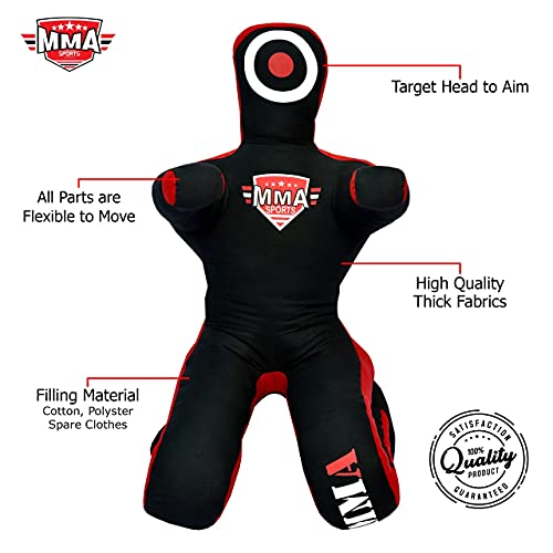 MMA Sports Brazilian JIU Jitsu Grappling Submission Throwing Dummy Punching Heavy Bag Kick Boxing Dummies UNFILLED - color: Black-2, size: 5ft, style: Sitting