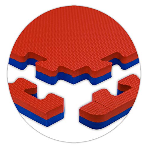 American Floor Mats - Interlocking Puzzle Exercise Gym Mats: Premium Foam Tiles, Wood Foam Tiles, Extreme Foam Tiles - color: Ultimate Red/Royal Blue, size: 3/4" Thick - 100-Pack (400 Sq Ft)