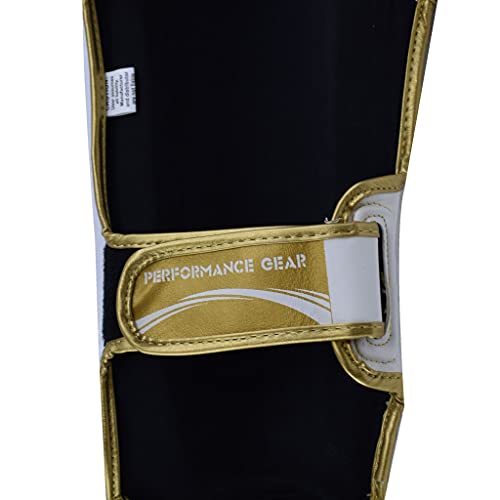 Ultimate - Elite Shin Instep White Gold - Boxing MMA Muay Thai Training Protection - size: Large-X-Large