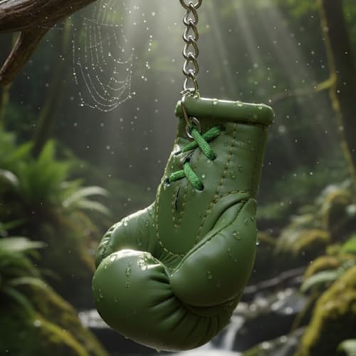 Mini Boxing Glove & Punching Bag Keychain Set – PU Leather Keyring Sports Lovers Gift & Gifts For Men (3 pcs) - color: Green