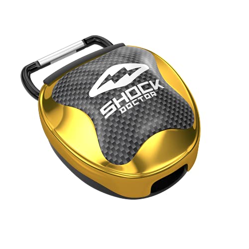 Shock Doctor Mouth Guard Case, Ventilated, Universal Storage for Mouthguard, Adult & Youth Sizes - color: Chrome Gold