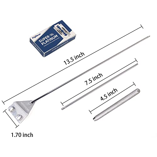 Aquarium Scraper, 25.6" Stainless Steel Scraper Cleaning Razor with 10 Blades for Glass Aquarium Fish Tank