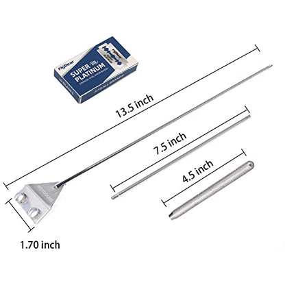 Aquarium Scraper, 25.6" Stainless Steel Scraper Cleaning Razor with 10 Blades for Glass Aquarium Fish Tank