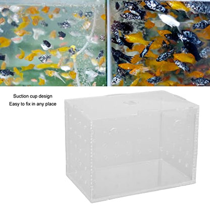 Fish Breeder Box, Aquarium Fish Breeding Box, High Transparency Acrylic Hatchery Incubator Tank with Suction Cups for Baby Fish Shrimp Clownfish Isolation and Rearing (11 * 7 * 8CM) - size: 11*7*8CM