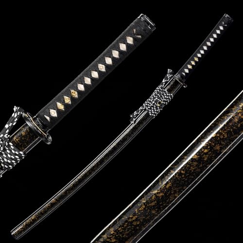 OYZ Real Katana Japanese Samurai Sword, Unique Gift for Men Full Tang Clay Tempered t10 Steel Blade, Spring Steel Memorable for Martial Arts Enthusiasts or Collectors. - style: Traditional