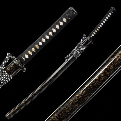 OYZ Real Katana Japanese Samurai Sword, Unique Gift for Men Full Tang Clay Tempered t10 Steel Blade, Spring Steel Memorable for Martial Arts Enthusiasts or Collectors. - style: Traditional