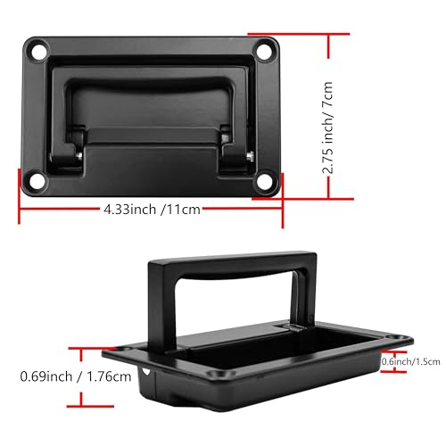 Black Zinc Alloy Recessed Pull Handle,Recessed Flush Pull Handle for Drawer Access Door Toolbox,Kitchen Hardware Cabinet Drawer Handles(1 Pack,4.33 x 2.75 inch)