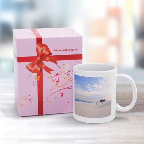 11oz White Ceramic Coffee Mug Funny Romantic White Sand Landscape Tea Cup Microwave & Dishwasher Safe, Lead-Free for Home Office Daily Use & Gifting - color: Romantic White Sand Landscape