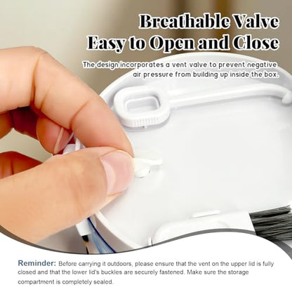 2-in-1 Denture Cleaning Case, No-Leak Soaking Cup, Portable Storage (White) - color: White