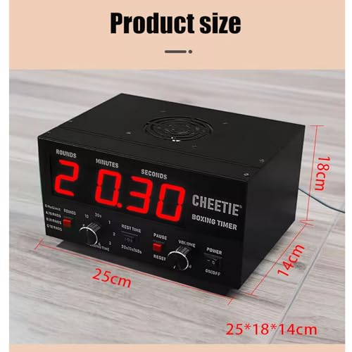 Classic Boxing Interval Timer, Professional Gym Timer with Time Progress Bar, 30s-10min Workout,1-12 Challenge Rounds, 0/30/60s Rest Time, Adjustable Buzzer, for Muay Thai/MMA/Kickboxing