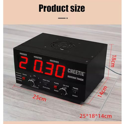 Classic Boxing Interval Timer, Professional Gym Timer with Time Progress Bar, 30s-10min Workout,1-12 Challenge Rounds, 0/30/60s Rest Time, Adjustable Buzzer, for Muay Thai/MMA/Kickboxing