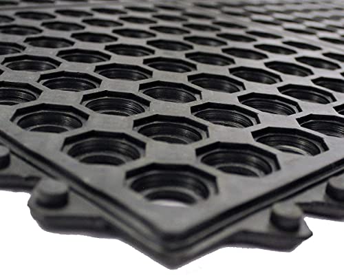 Envelor Interlocking Rubber Floor Tiles with Drainage Holes Anti Fatigue Garage Floor Mat Non Slip Wet Area Mat for Bar, Kitchen, Restaurant, Outdoor, Modular Snap Together 4-Pack, 36 x 36 inches - size: 36 x 36 Inches, 4 Pack