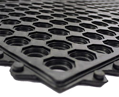 Envelor Interlocking Rubber Floor Tiles with Drainage Holes Anti Fatigue Garage Floor Mat Non Slip Wet Area Mat for Bar, Kitchen, Restaurant, Outdoor, Modular Snap Together 4-Pack, 36 x 36 inches - size: 36 x 36 Inches, 4 Pack