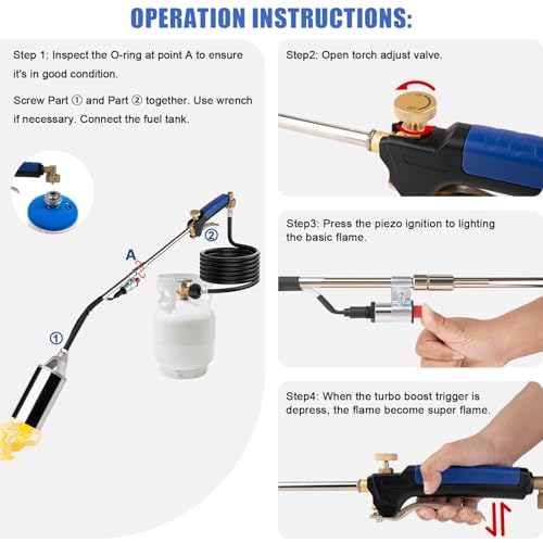 Propane Torch Weed Burner, Weed Torch Propane Burner for Outside, Blow Torch Gun for Propane Tank Weeds with 10FT Hose