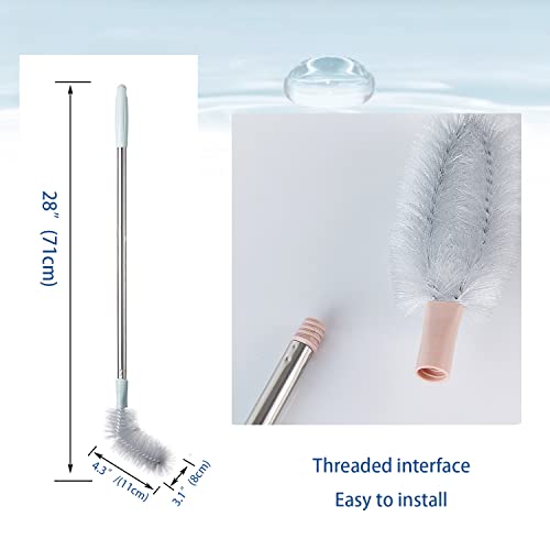 2 Pack 28" Long Bottle Brush, 3 & 5 Gallon Bottle Cleaner Brush, Nylon Bristles and Stainless Steel Handle Bendable Replaceable Brush Head Bottle Cleaning Brush