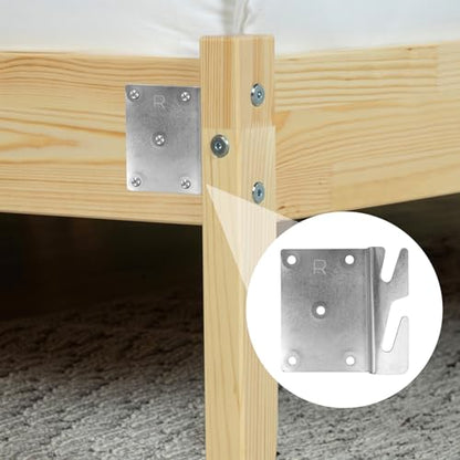 Mcredy 4 Pcs Heavy Duty Wood Bed Rail Hooks Plates Universal Bed Frame Hooks for Frame Brackets Headboard Footboard Replacement Parts with Screws - size: Silver,4 PCS