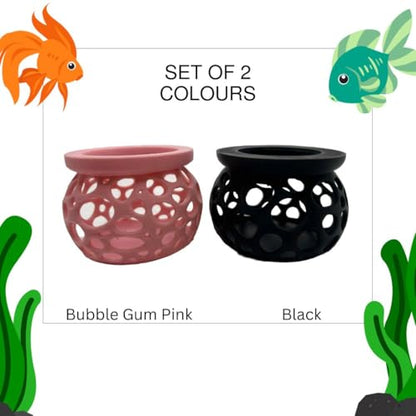 Aquarium Plant Pot Holders, 2 Plant Pot Holders, Securely Hold Aquatic Plants, Promoting Healthy Root Growth, Fish Tank Aesthetic, Black & Pink, 2.7" D x 2" H (Pack of 2)