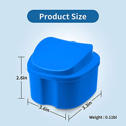 Denture Cup Dental Retainer Case Cleaning with Strainer Basket, Orthodontic Bath Box Mouthguard Storage Soaking Holder - Dark Blue - color: Dark Blue
