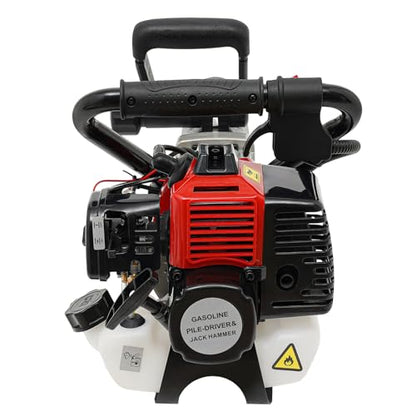2-Stroke Gas Powered Pile Driver, 32.7CC 1000W Portable Petrol Piledriver Garden Fencing Tool Farm Piling Driver Air Cooling Single-Cylinder 0.9L Fuel Tank for Farmland Guardrails, Vegetable Planting