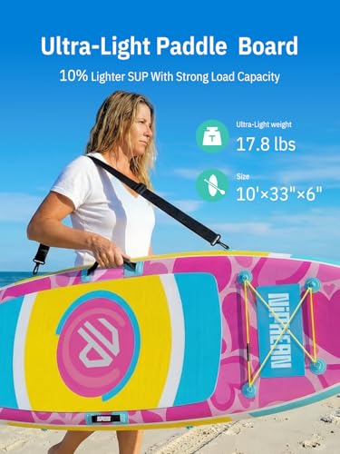 Niphean 10' Inflatable Paddle Board, Ultra-Light SUP for Beginners - color: Rose Pink