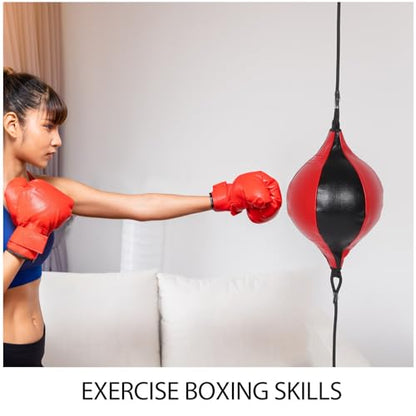 Double End Boxing Speed Ball PU Punching Ball for Reflex and Eye Coordination Training Portable Hanging Training Equipment for Home and Gym Fitness