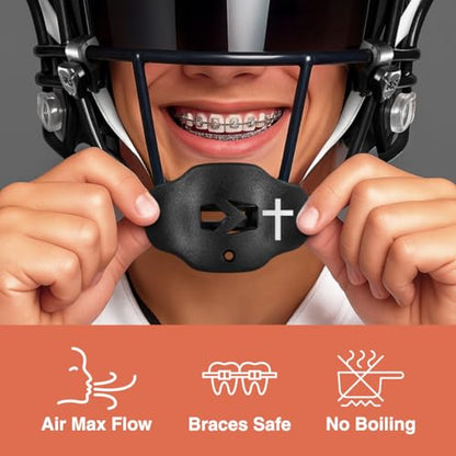 SLEEFS Classic Football Mouthguard with Bold Designs and Removable Strap - color: Cross Black
