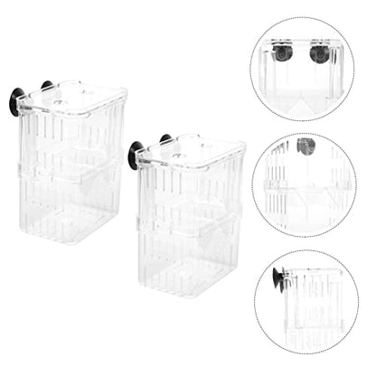 Mikikit 2Pcs Fish Breeder Box Aquarium Isolation Container with Suction Cups Large Fish Tank Hatchery Incubator Fry Breeding Case Acclimation Random Color