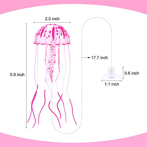 Aquarium Artificial Glowing Jellyfish Fish Tank Ornament Aquarium Silicone Decoration, 6 Pack, 1 Yr Warranty